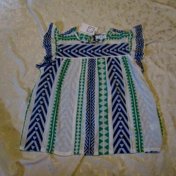 THML Aztec Print Top with Silver Metallic Thread Size L  NWT - Picture 1 of 5